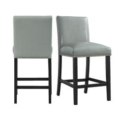 Pia Faux Leather Counter Height Side Chair Set in Grey