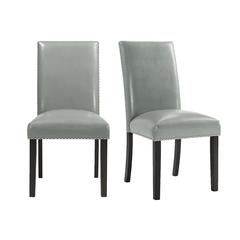 Pia Faux Leather Dining Side Chair Set in Grey