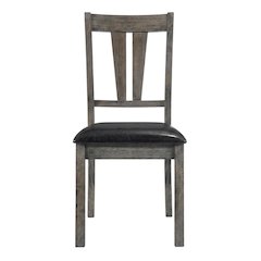 Farmhouse Fan Back Dining Chair with Polyurethane Upholstered Seat, Grey Oak