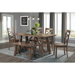 Regan 6PC Dining Set-Table, 4 Side Chairs & Bench