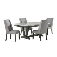 Eve 5PC Dining Set in Charcoal-Table & Four Chairs
