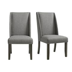 Eve Side Chair  w/ Grey Fabric and Nail Heads in Charcoal (2 Per Carton)