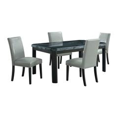 Celine 5PC Dining Set- Table & Four Grey Faux Leather Chairs