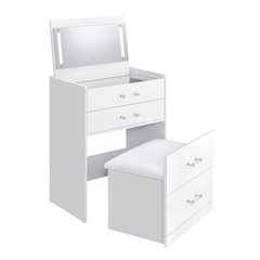 Aurora Mini Dressing Table with Stool, LED and USB in Glossy White