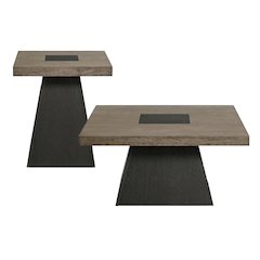 2PC Occasional Table Set in Grey and Dark Espresso-Coffee Table & End Table