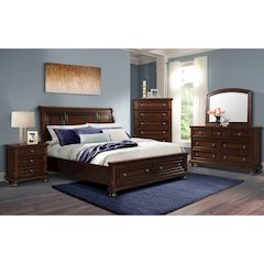 Kingston Queen Bed W/Storage Footboard and Non-Storage Rails