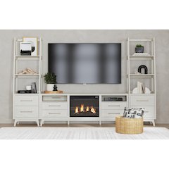 Clare KIT - 71" TV Console with Fireplace Insert in Almond