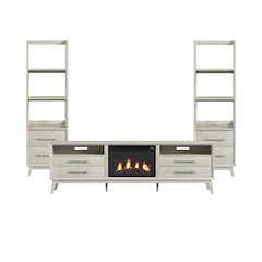Clare 4PC Entertainment Unit With 82" TV Console in Almond