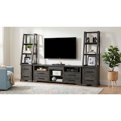 Hyde 82'' TV Console without Fireplace Insert in Charcoal