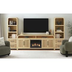 Woodridge KIT 82" TV Console in Natural, 23" Fireplace Insert (2 Boxes)