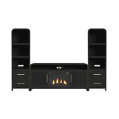Woodridge 4PC Entertainment Unit With 70" TV Console in Black with Grain