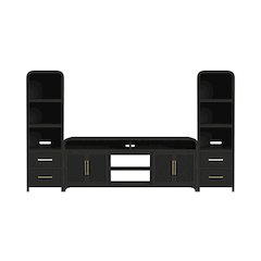 Woodridge 3PC Entertainment Unit With 82" TV Console in Black with Grain