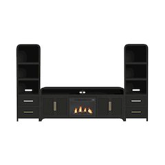 Woodridge 4PC Entertainment Unit With 82" TV Console in Black with Grain