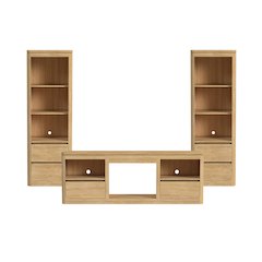 Camelot 3PC Entertainment Unit With 71" TV Console in Natural