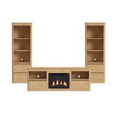 Camelot 4PC Entertainment Unit With 71" TV Console in Natural