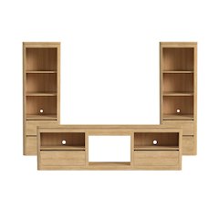 Camelot 3PC Entertainment Unit With 82" TV Console in Natural