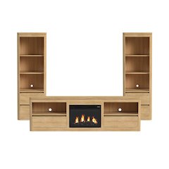 Camelot 4PC Entertainment Unit With 82" TV Console in Natural