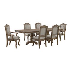 7PC Standard Height Dining Set in Walnut-Table, Four Chairs and Two Arm Chairs