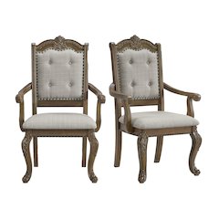 Denali Dining Arm Chair with Beige Fabric in Walnut (2 Per Carton)