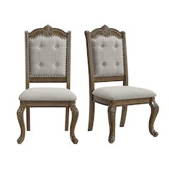 Denali Dining Side Chair with Beige Fabric in Walnut (2 Per Carton)