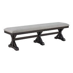 Johnshaven Dining Bench with Light Grey Fabric in Espresso