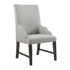 Johnshaven Dining Host Chair with Light Grey Fabric in Espresso