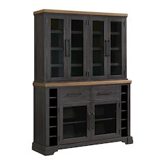 Johnshaven Server and Hutch with LED Light in Espresso and Brown