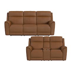 Mustang 2PC Living Room Set in Aline Butternut-Sofa & Loveseat