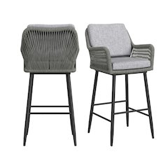 Orlando Barstool with Grey Fabric in Black (2 Per Carton)