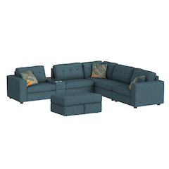 Options One 7PC Living Room Set in Palmer Plus Teal