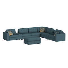 Options One 9PC Living Room Set in Palmer Plus Teal