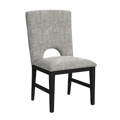 Salem Dining Side Chair with Grey Fabric in Black