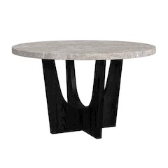 Salem Round Counter Table with Grey Faux Marble Top in Black