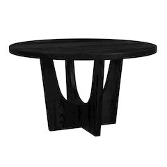 Salem Round Dining Table with Black Wood Top in Black