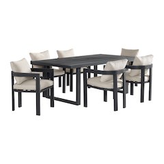 Playa 7PC Standard Height Dining Set in Dark Grey-Table and Six Chairs