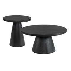 Canal 2PC Occasional Table Set in Black-Coffee Table & End Table