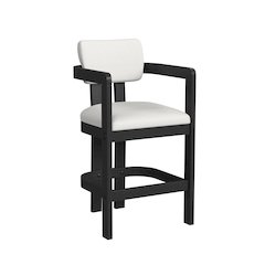 Canal Arm Barstool with White Fabric in Black