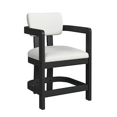 Canal Arm Counter Stool with White Fabric in Black