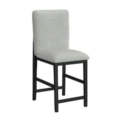 Canal Square Back Barstool with Grey Fabric in Black