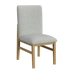 Canal Square Back Dining Side Chair with Grey Fabric in Natural
