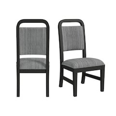 Ridgemont Dining Side Chair with Grey Fabric in Black with Grain (2 Per Carton)