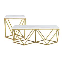 Conner 2PC Occasional Table Set in Gold-Coffee Table & End Table