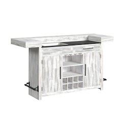 Rogen Rustic Bar Table with Ice Tray, USB and Power in Rustic White