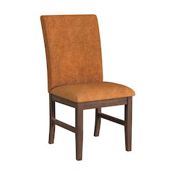 Veronica Dining Side Chair with Orange Fabric in Walnut