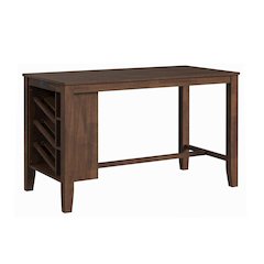 Veronica Kitchen Island & 2 Counter Stools with Dark Grey Fabric in Walnut
