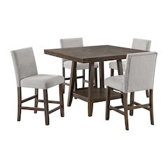 Hester  5PC Counter Height Dining Set in Brown-Table and Four Chairs