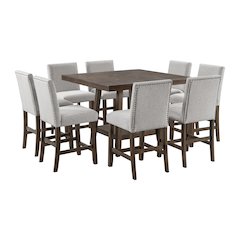 Hester 9PC Counter Height Dining Set in Brown-Table and Eight Chairs
