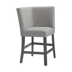 Hester Counter Corner Bench with Upholstered Back and Grey Fabric in Grey