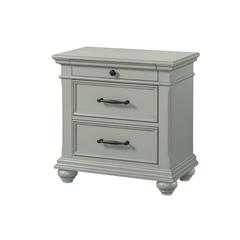 Brooks 3-Drawer Nightstand with USB Ports in Grey