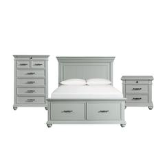 Brooks Queen Platform Storage 3PC Bedroom Set in Grey